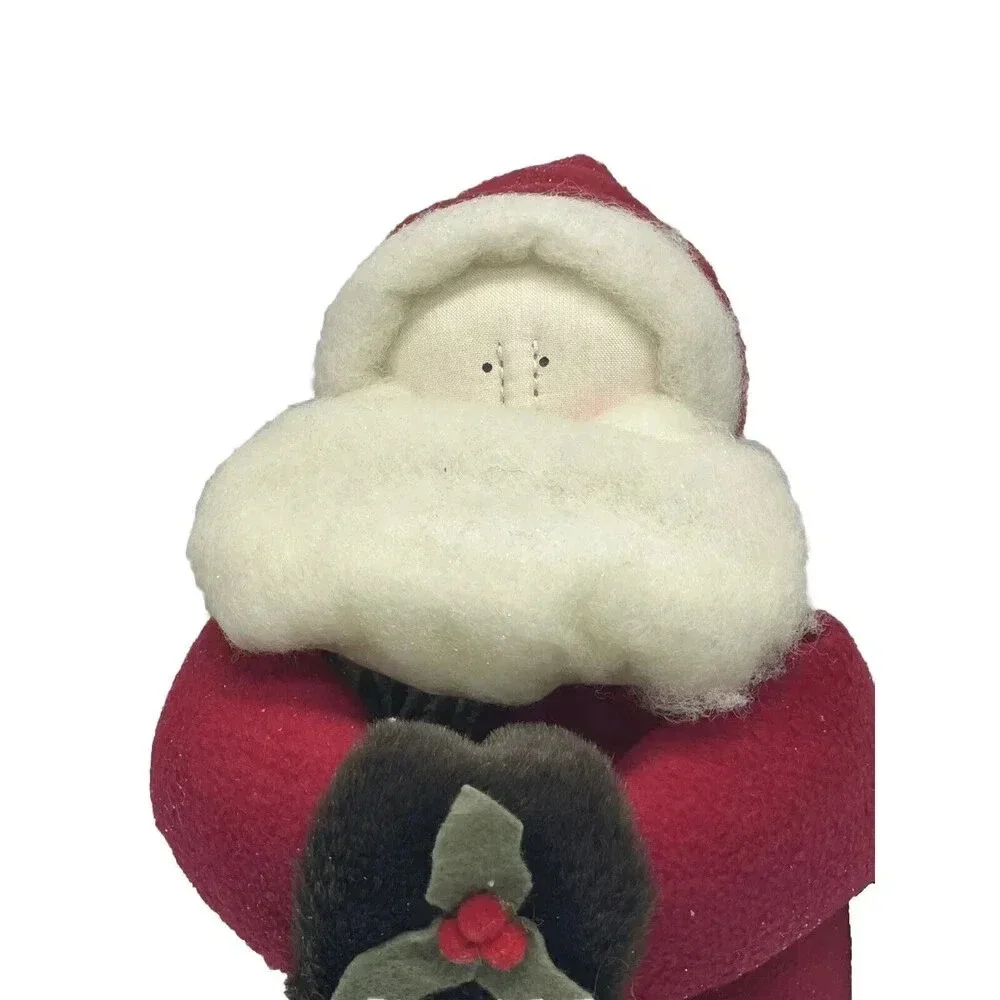 Primitive Christmas Red Flannel Coat, Bearded Santa 13